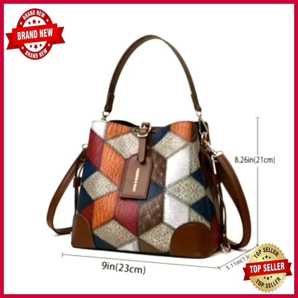 Retro Hobo Handbag with Adjustable Straps, Multiple Pockets, Fits iPad Mini